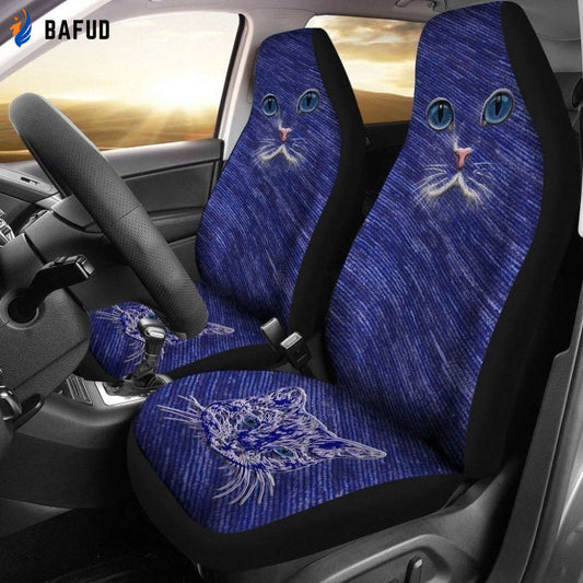 Blue Cat Eyes Car Seat Covers For Fan Gifts Amazing Gift Cat Lover - Bafud