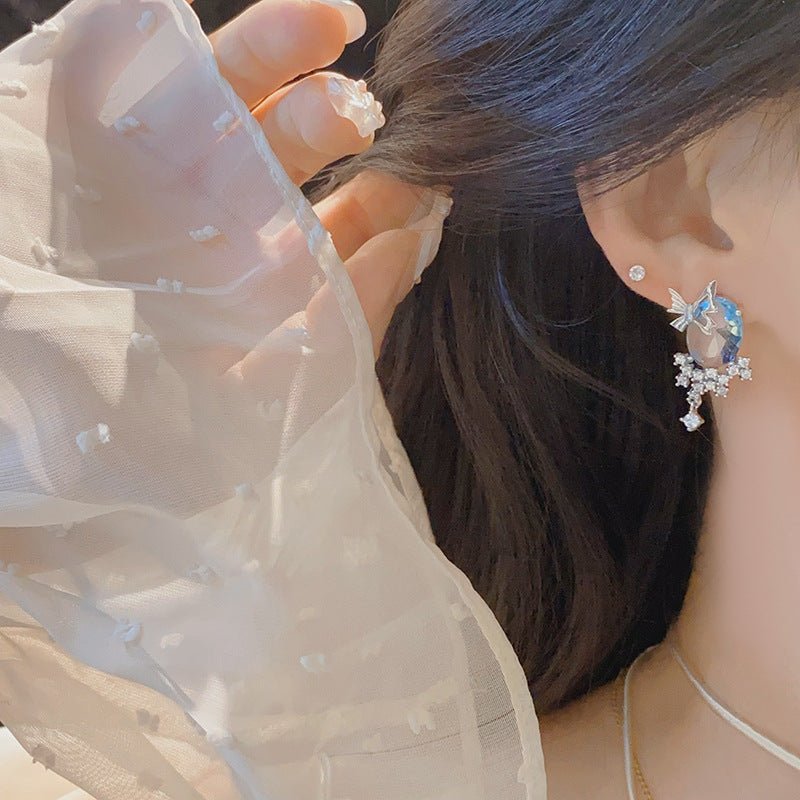 Blue Gem Butterfly Earrings