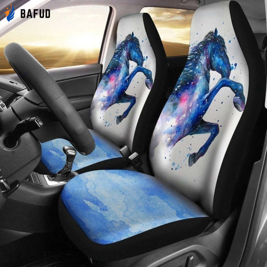 Blue Horse Car Seat Covers For Fan Gifts LT04 - Bafud
