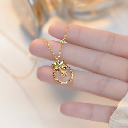 Bow and Bell Necklace