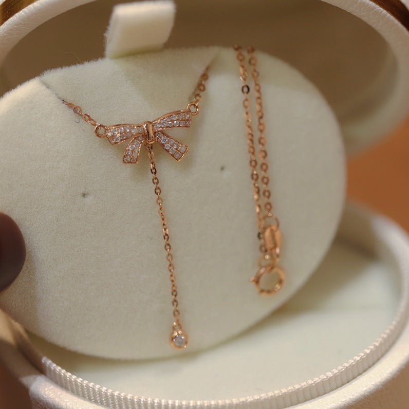 Bow Necklace in Rose Gold