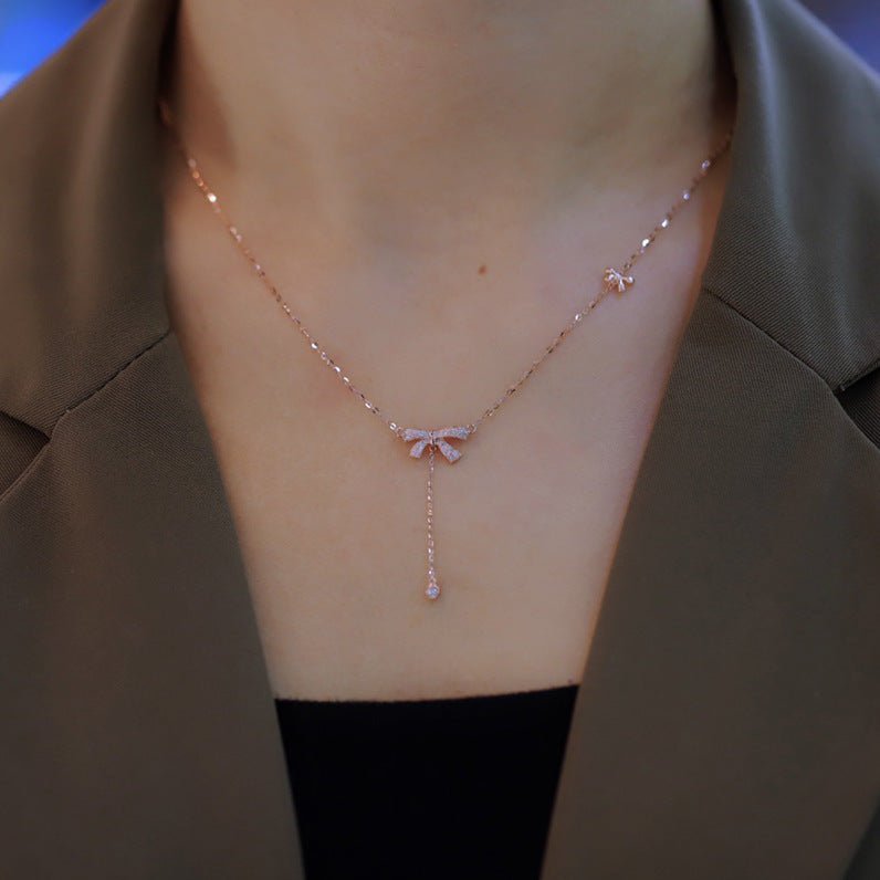 Bow Necklace in Rose Gold