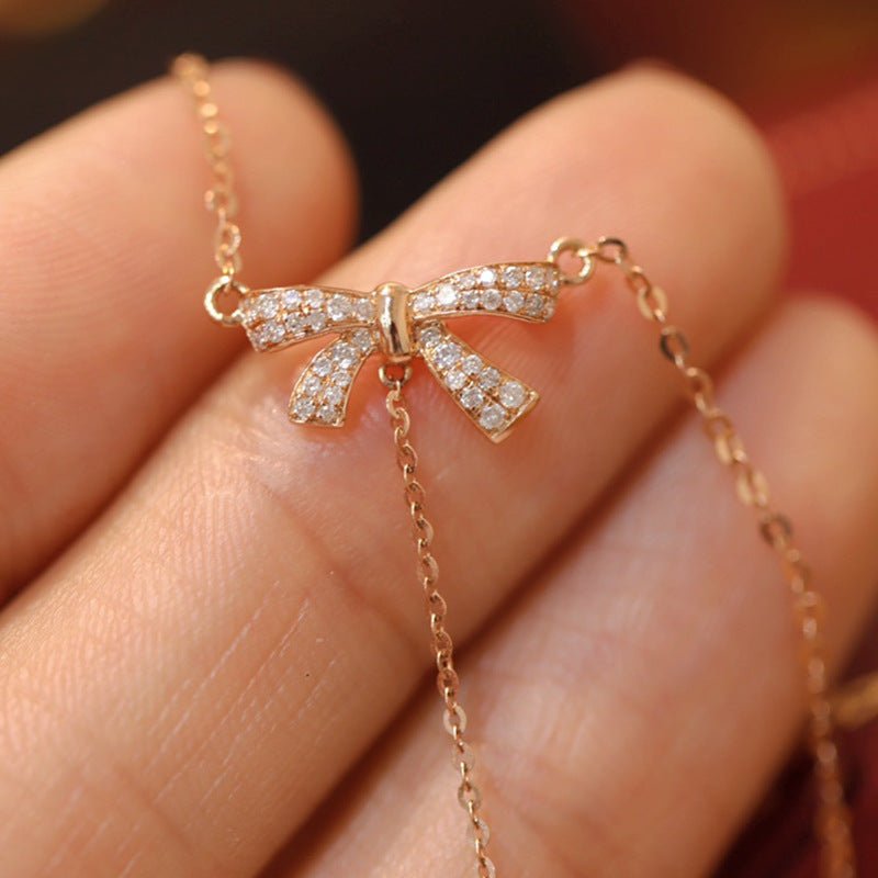 Bow Necklace in Rose Gold