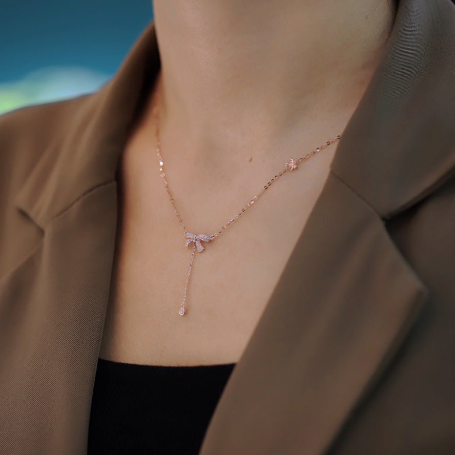 Bow Necklace in Rose Gold
