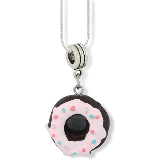 Donut (Black with White Icing) Charm Snake Chain Necklace
