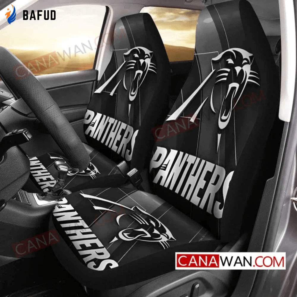 Carolina Panthers Logo Pattern v30 Universal Fit Car Seat Covers For Fan Gifts Gift For Fan - Bafud