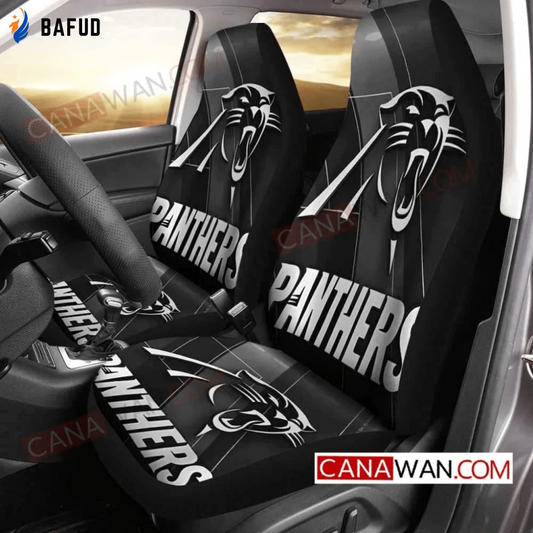 Carolina Panthers Logo Pattern v30 Universal Fit Car Seat Covers For Fan Gifts Gift For Fan - Bafud