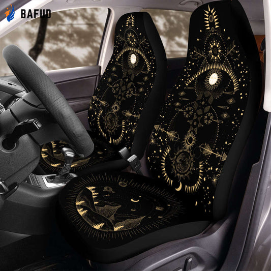 Celestial Sun Moon Earth Car Seat Covers For Fan Gifts, Boho Hippie Cover, Front Seat Protector,For SUV,Wrangler,Car Accessory For Women For Men,Car Decor - Bafud