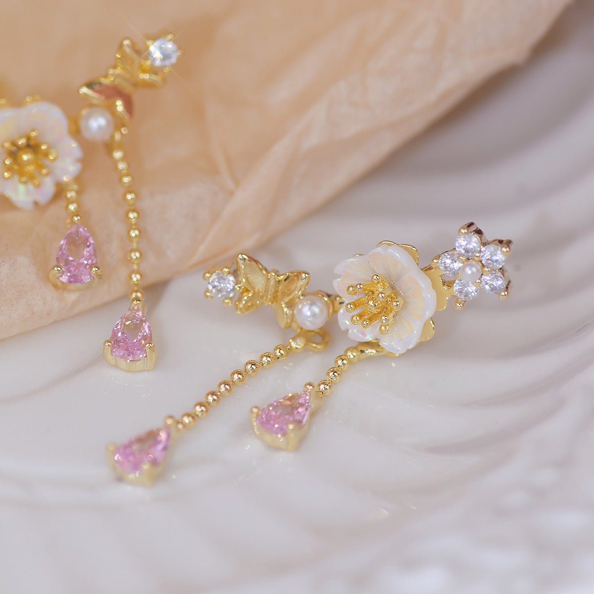 Cherry Blossom Drop Earrings - Gianna