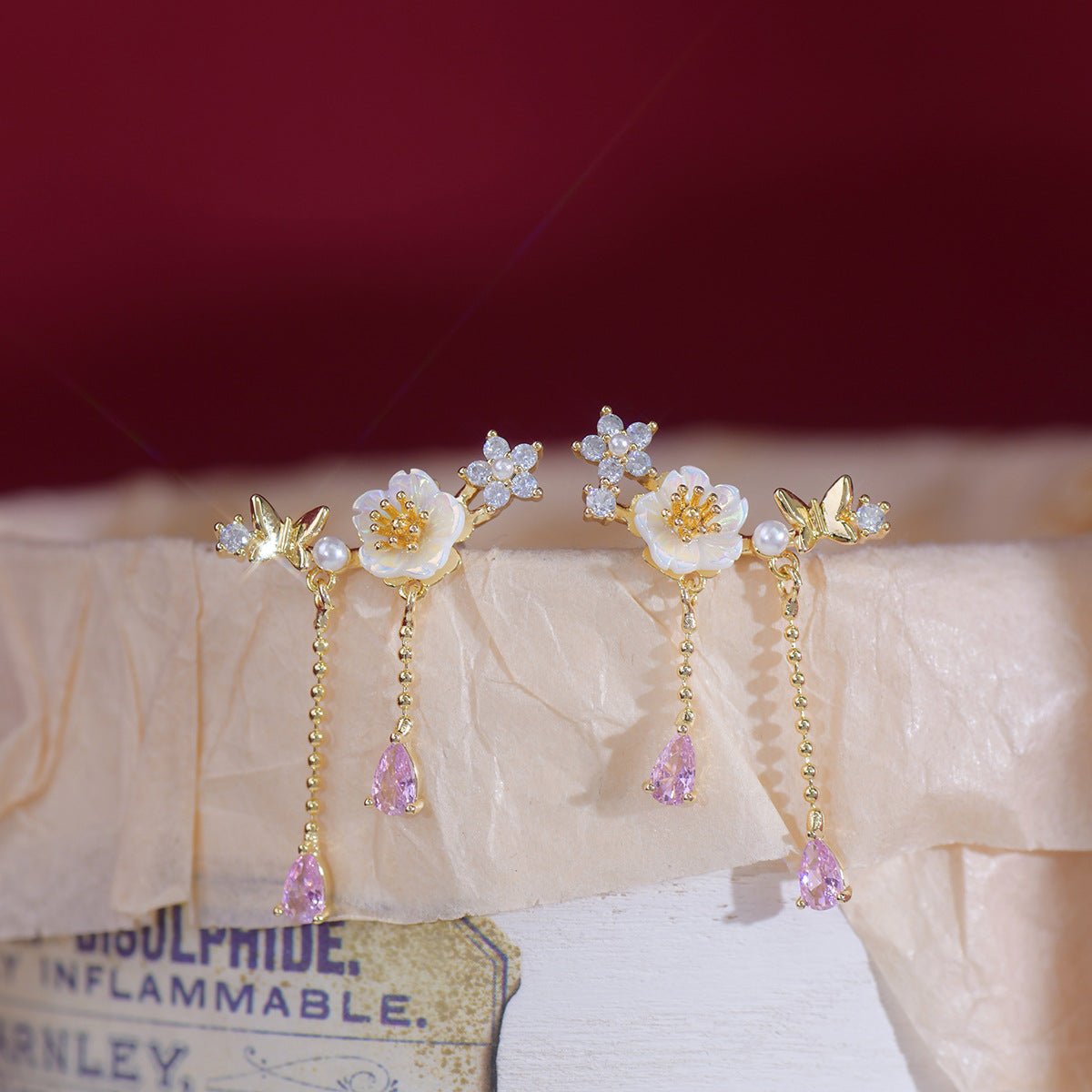 Cherry Blossom Drop Earrings - Gianna