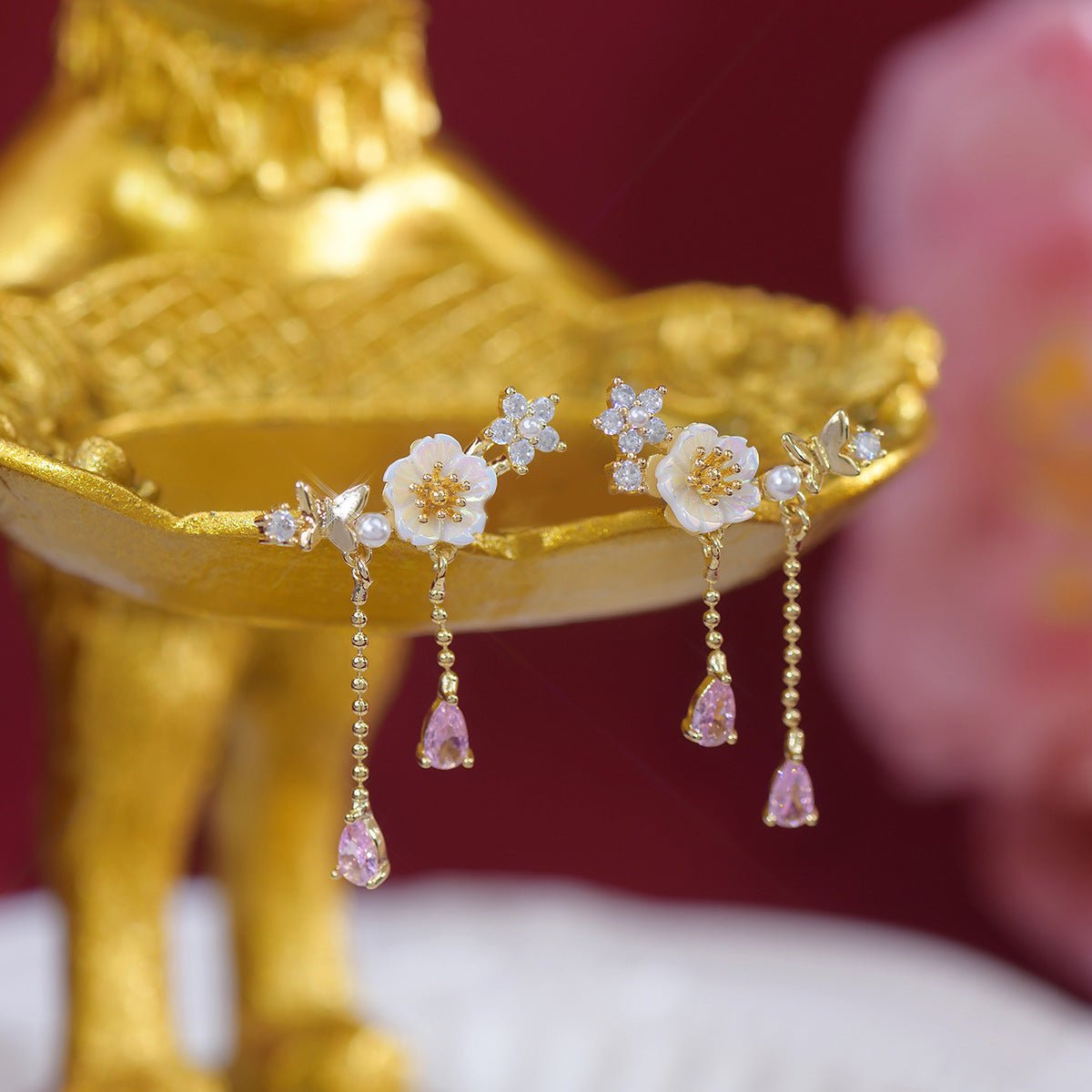 Cherry Blossom Drop Earrings - Gianna