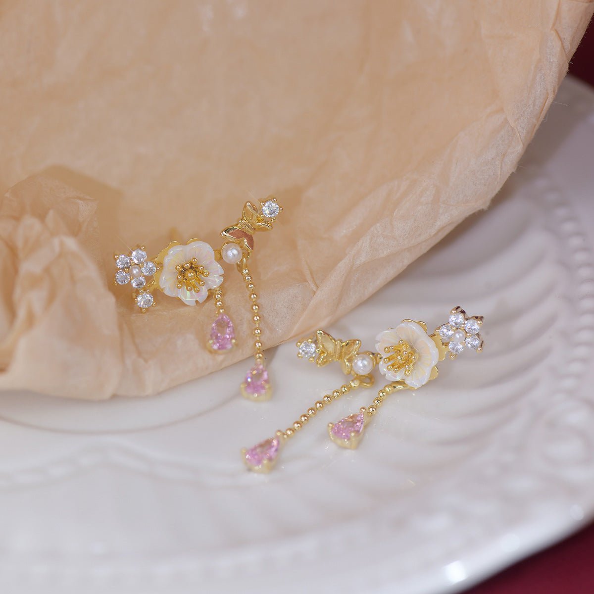 Cherry Blossom Drop Earrings - Gianna