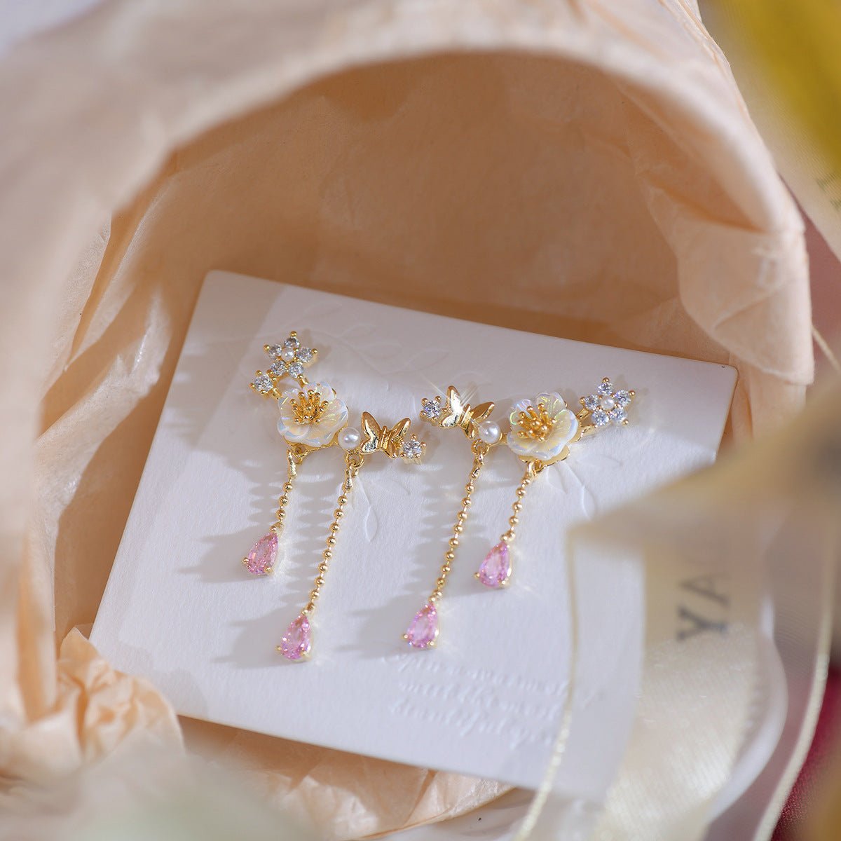 Cherry Blossom Drop Earrings - Gianna