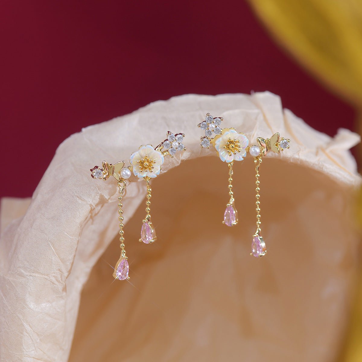 Cherry Blossom Drop Earrings - Gianna