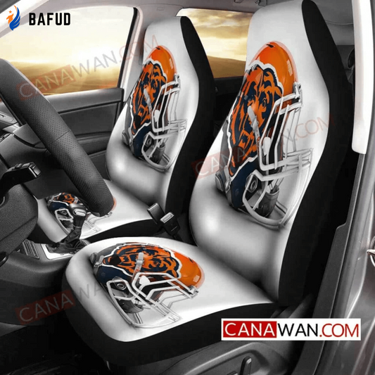 Chicago Bears Logo Pattern v57 Universal Fit Car Seat Covers For Fan Gifts Gift For Fan - Bafud