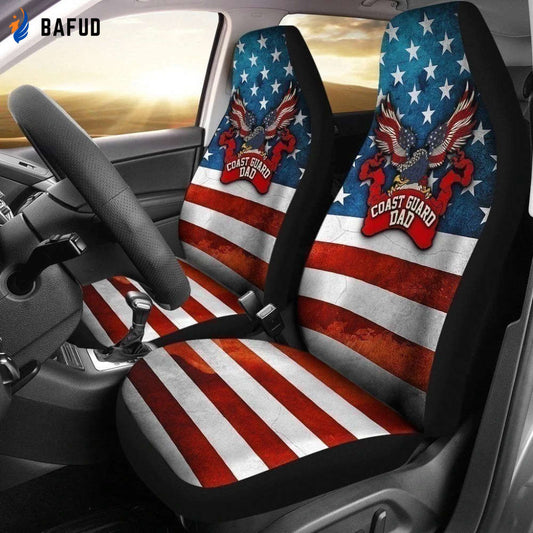 Coast Guard Dad American Flag Car Seat Covers For Fan Gifts Gift MN05 - Bafud