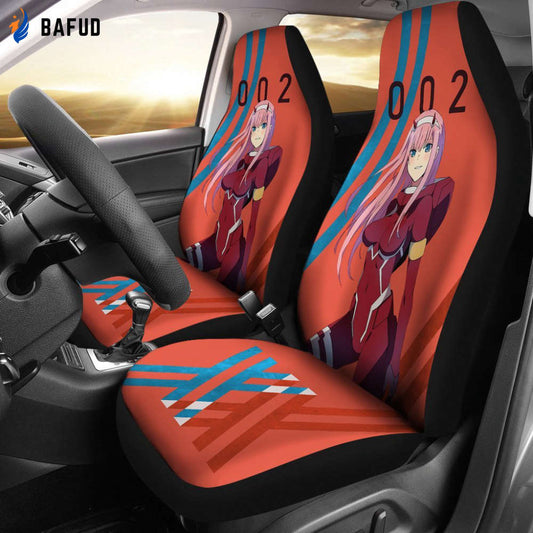 Code 002 Zero Two Car Seat Covers For Fan Gifts Darling In The Franxx Anime Fan - Bafud