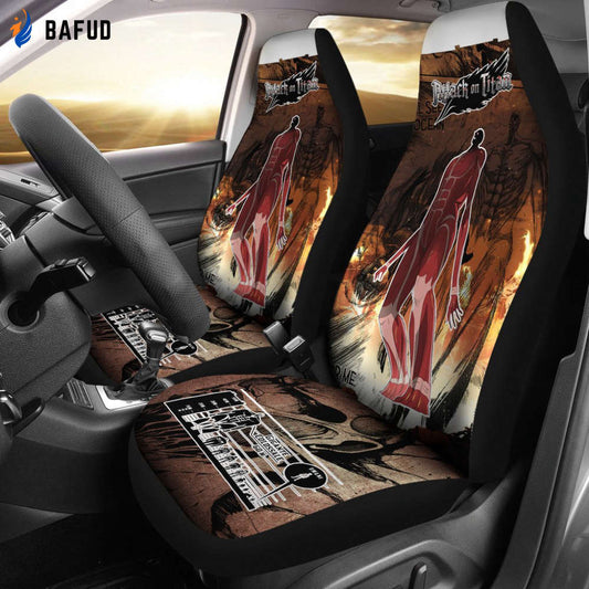Colossal Titan Attack On Titan Car Seat Covers For Fan Gifts Custom Anime Car Accessories - Bafud