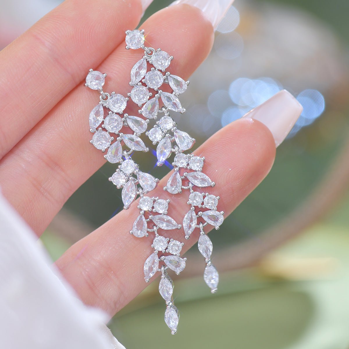 Crystal Cascade Earrings in Silver