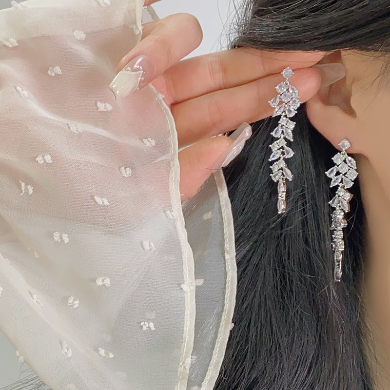 Crystal Cascade Earrings in Silver