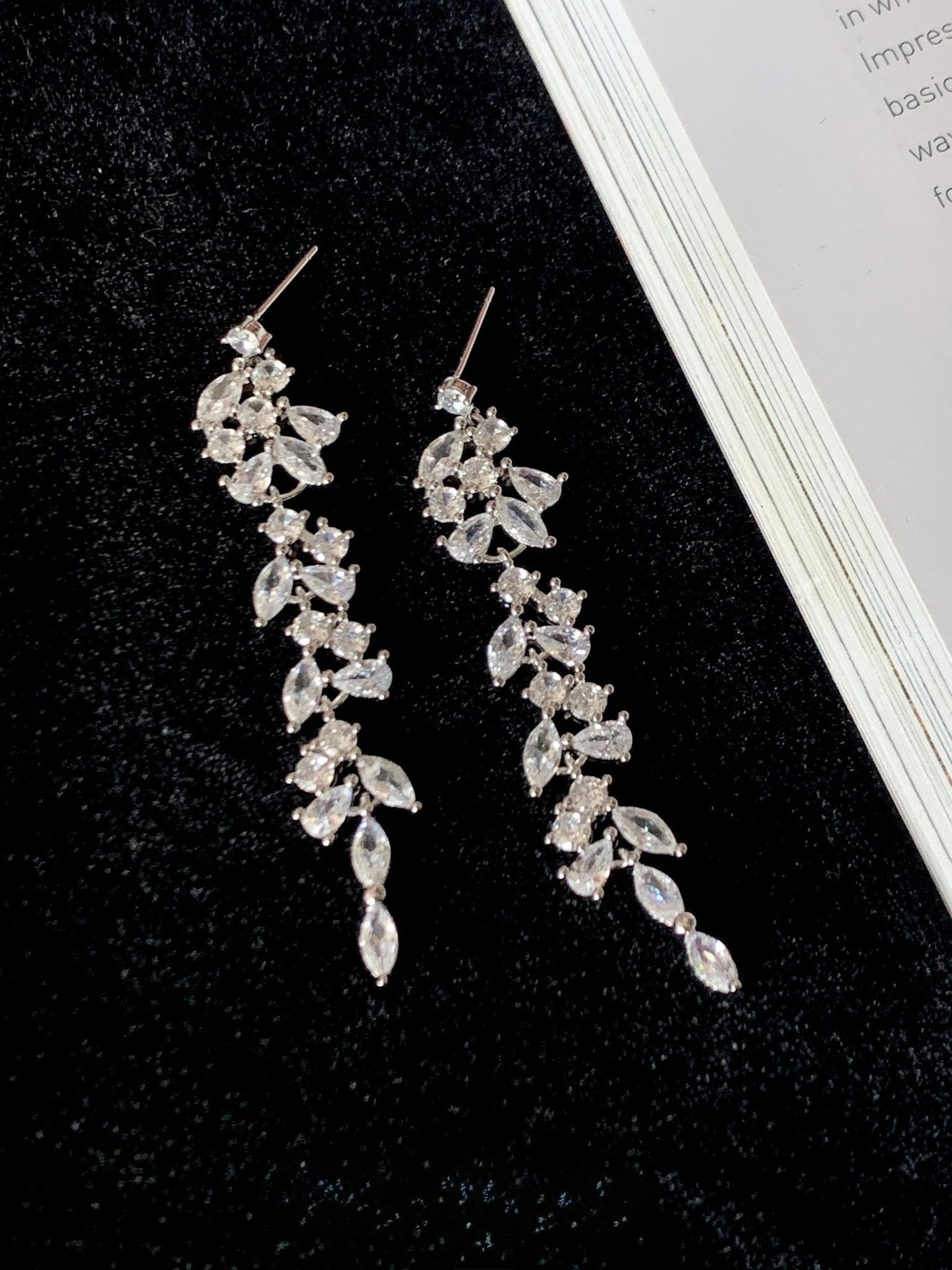 Crystal Cascade Earrings in Silver
