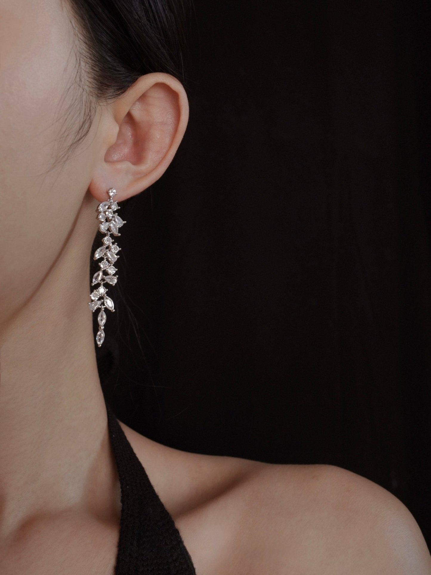 Crystal Cascade Earrings in Silver