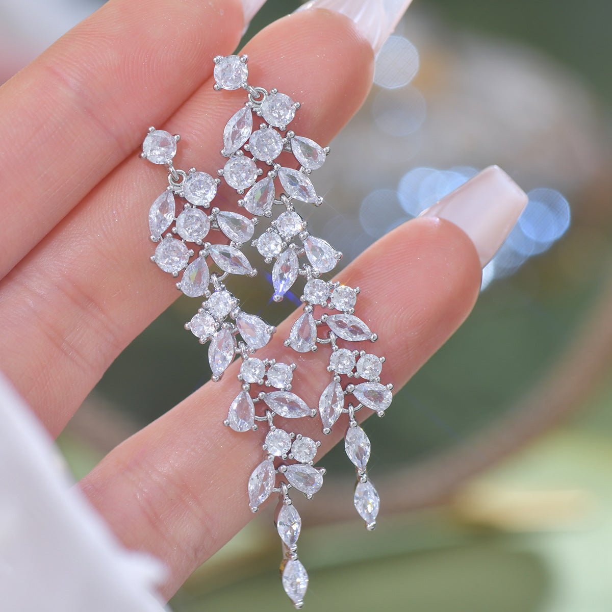 Crystal Cascade Earrings in Silver