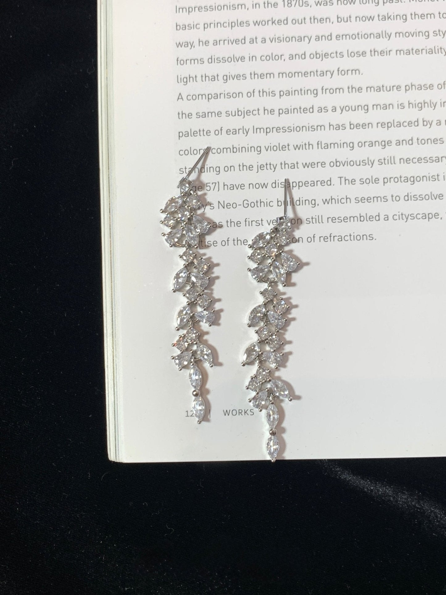Crystal Cascade Earrings in Silver