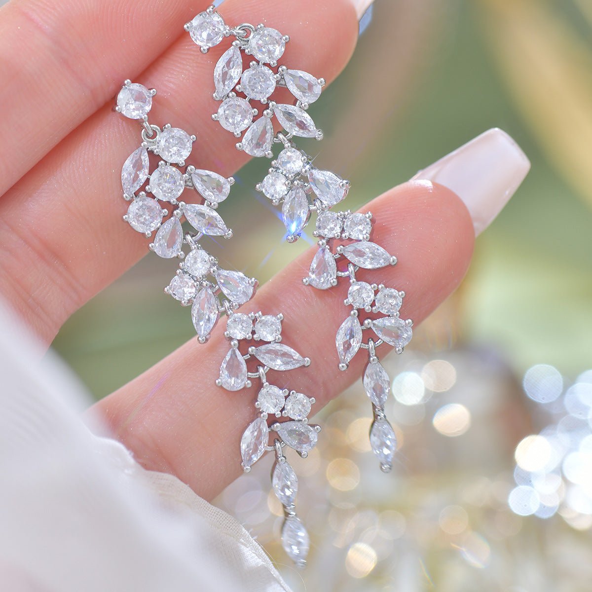 Crystal Cascade Earrings in Silver