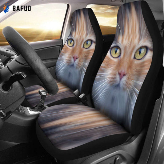 Cute Cat Eyes Car Seat Covers For Fan Gifts For Cat Lover - Bafud