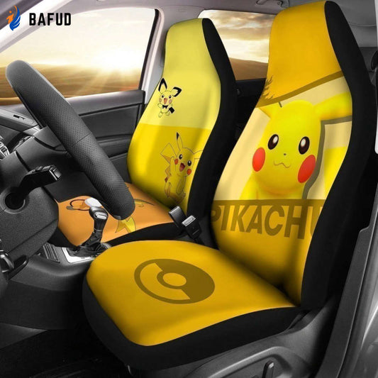 Cute Pikachu Car Seat Covers For Fan Gifts Gift LT03 - Bafud