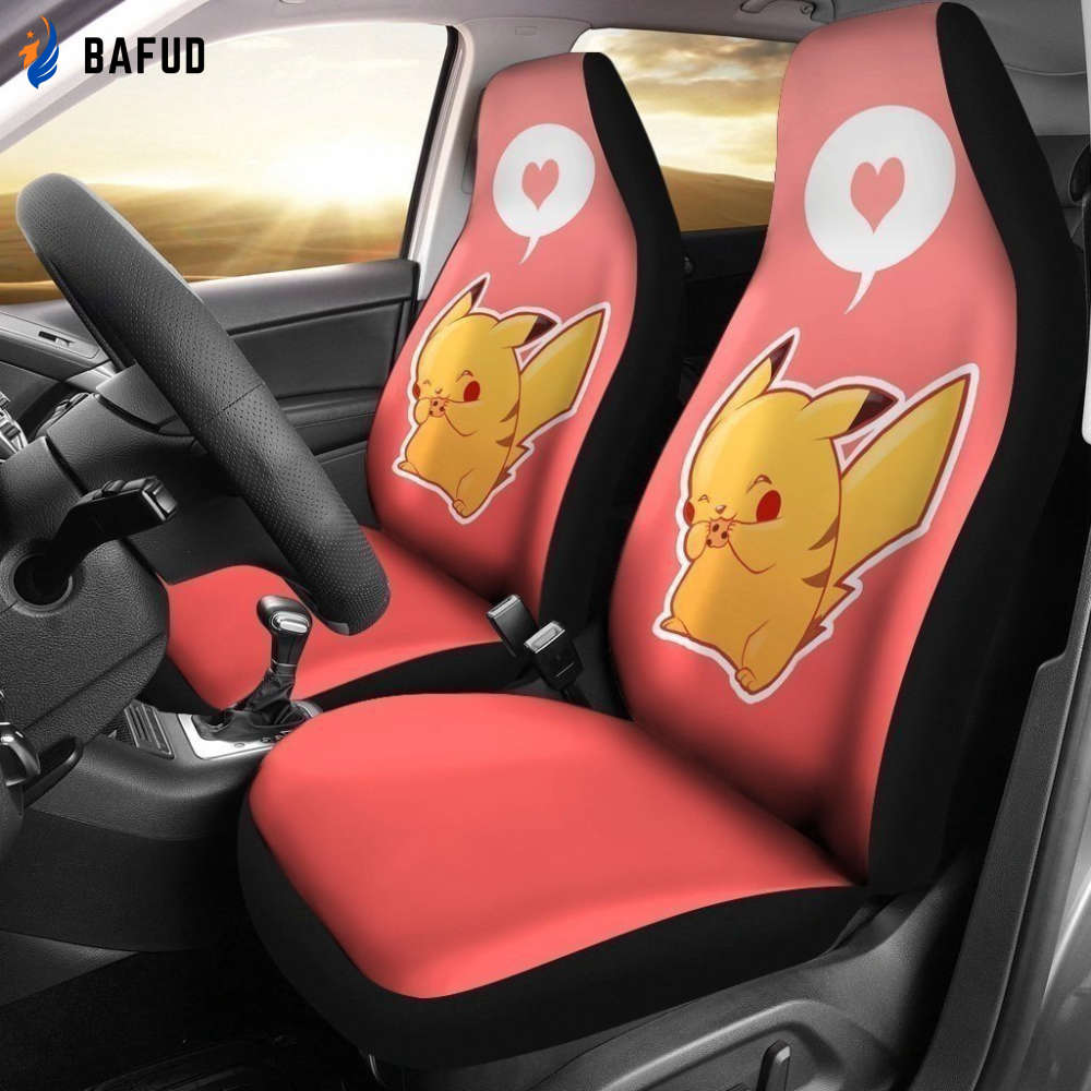 Cute Pikachu Hearts Car Seat Covers For Fan Gifts LT03 - Bafud