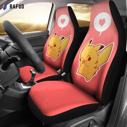 Cute Pikachu Hearts Car Seat Covers For Fan Gifts LT03 - Bafud