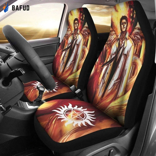 Dean With Angel Wings Art Supernatural Car Seat Covers For Fan Gifts MN04 - Bafud