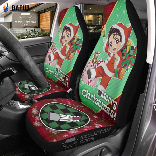 Demon Slayer Anime Car Seat Covers For Fan Gifts Tanjiro Kamado Christmas - Bafud