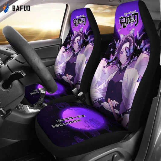 Demon Slayer Shinobu Kocho Car Seat Covers For Fan Gifts Custom Under The Moon Anime Car - Bafud