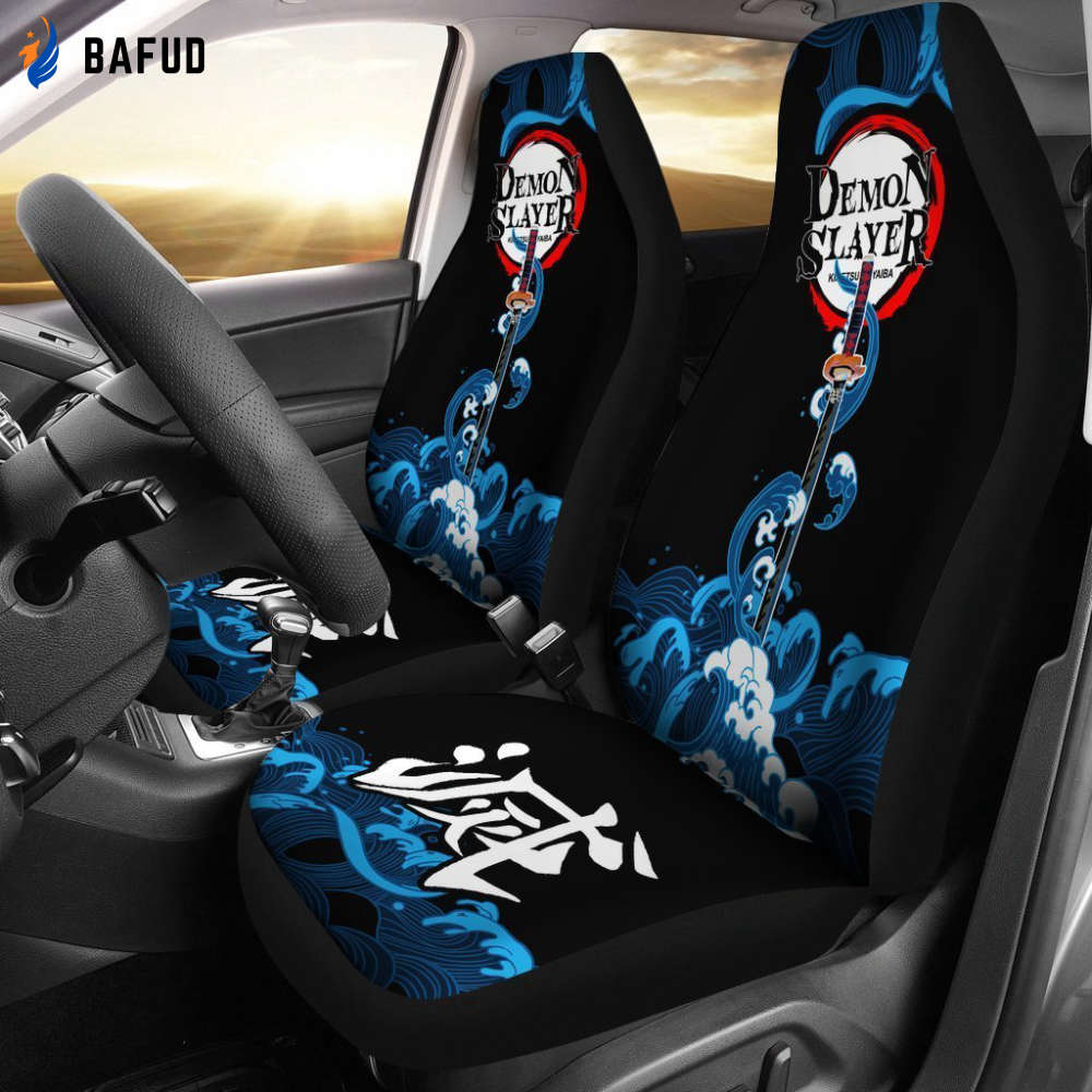 Demon Slayer Tanjiro Car Seat Covers For Fan Gifts Custom Nichirin Sword Anime Car Accessories - Bafud