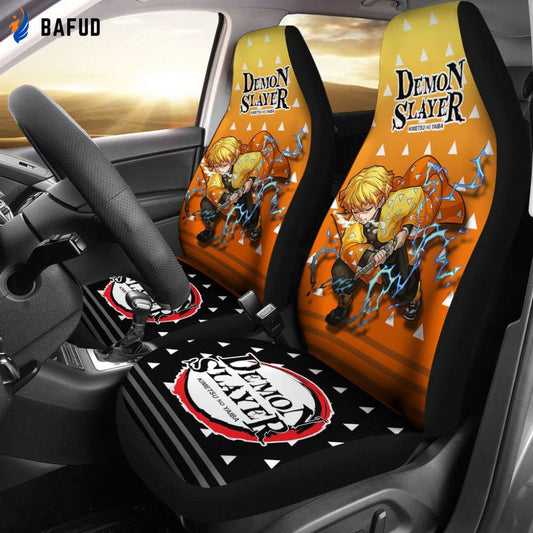 Demon Slayer Zenitsu Uniform Car Seat Covers For Fan Gifts Anime - Bafud