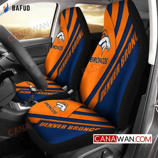 Denver Broncos Logo Pattern v14 Universal Fit Car Seat Covers For Fan Gifts Gift For Fan - Bafud