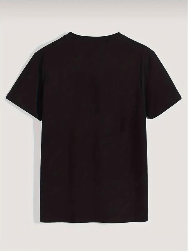 Men's Letter Print Round Neck Tee, Summer Clothes, Casual Regular Fit Short Sleeve Crew Neck T-shirt for Summer, Graphic Tees, Men'sÂ Streetwear Top for Daily Wear