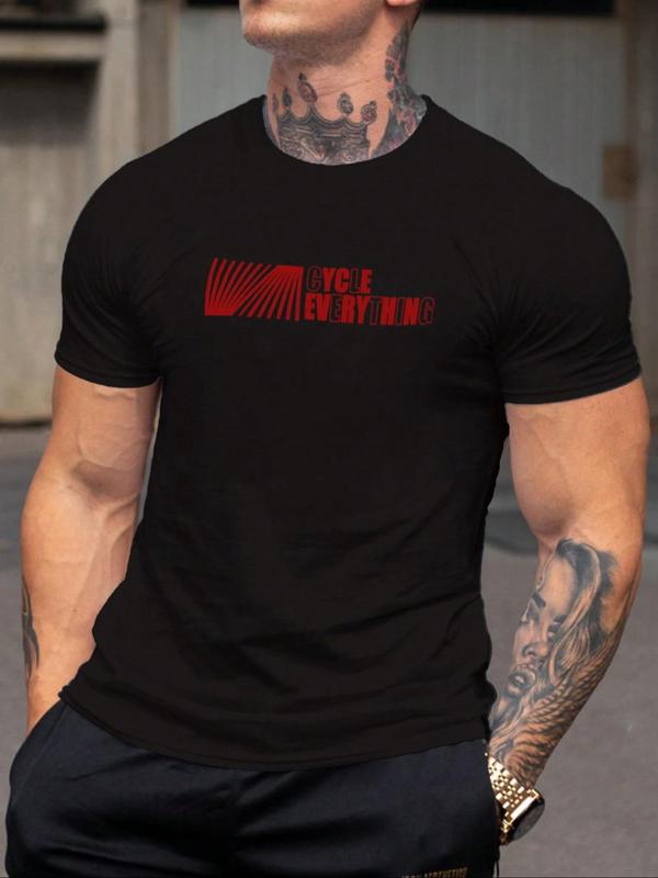 Men's Letter Print Round Neck Tee, Summer Clothes, Regular Fit Casual Short Sleeve Crew Neck T-shirt for Summer, Graphic Tees, Men's T Shirts, Summer Clothing, Fashion Men's Top for Daily Wear
