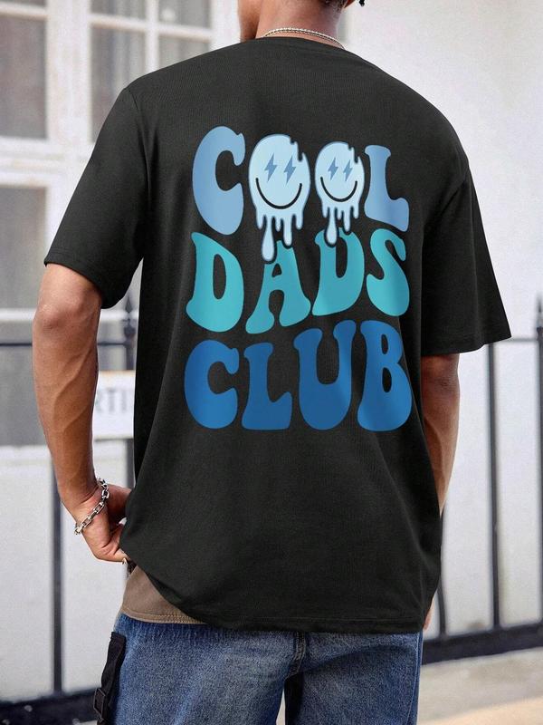 Men's Regular Fit Letter & Smiling Face Print Round Neck Graphic Tee, Casual Short Sleeve Crew Neck T-shirt for Summer, Fashion Men's Top for Daily We