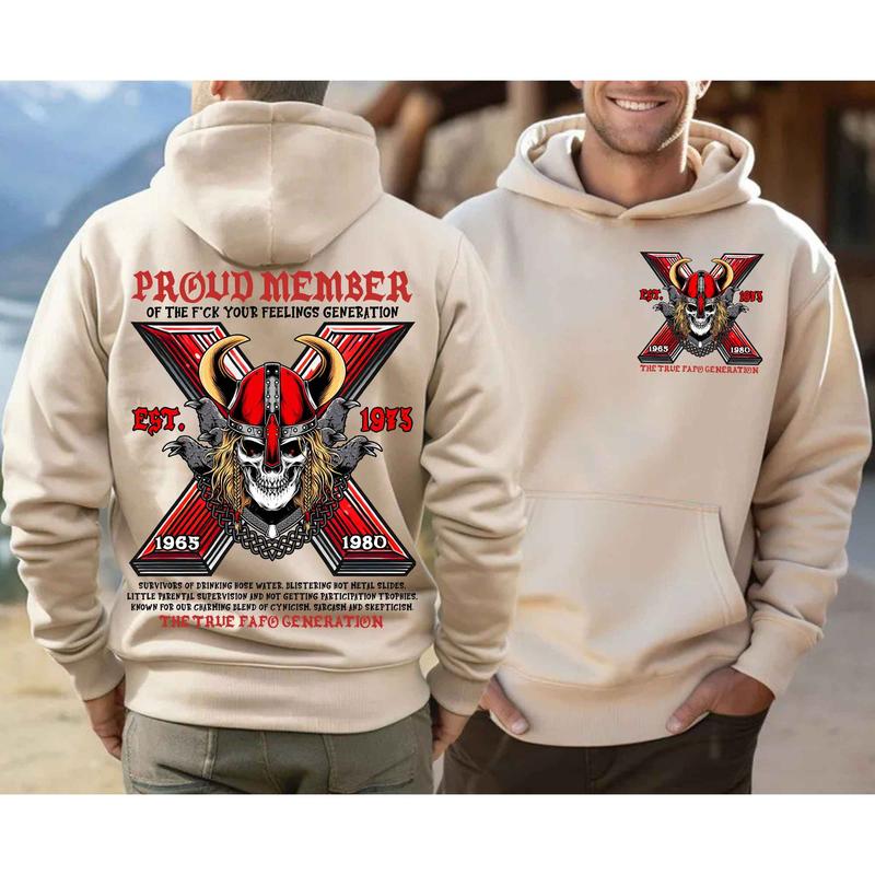 Custom Est.1973 Generation X 2 Side Shirt, Skull GenX 1965-1980 Hoodies, Vintage FAFO GenX Shirt Classic Cotton Fashion