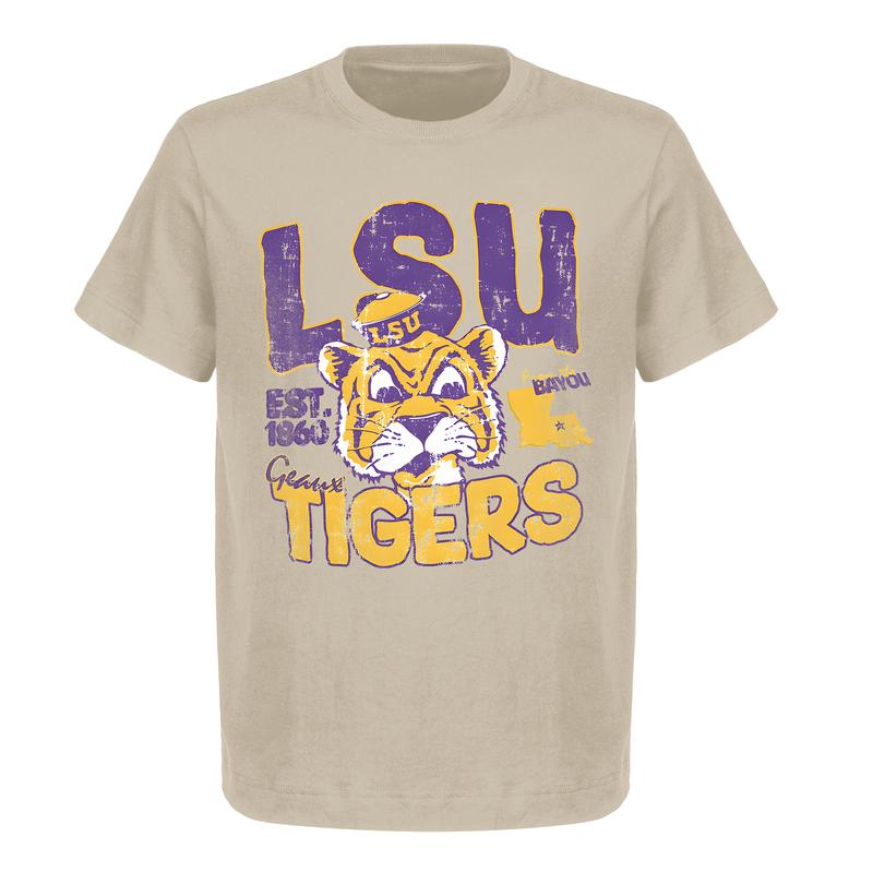 LSU Geaux Tigers Est. 1860 Bayou Crew Neck T-Shirt - Vintage Gildan 5000 Heavy Cotton Tee for Men & Women | Ideal for College Football Fans