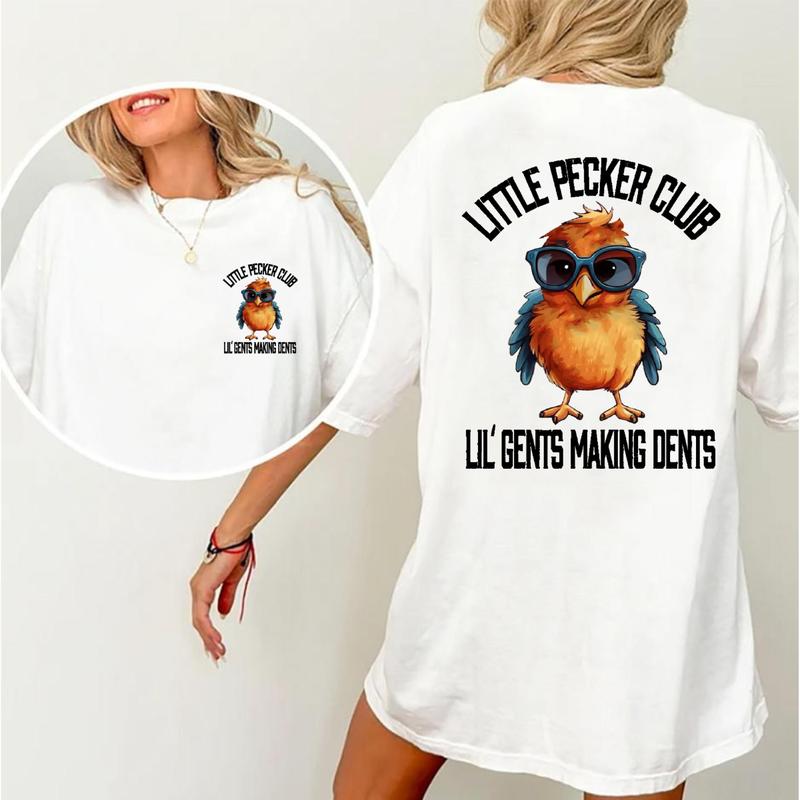 Little Pecker Club Vintage Tee, Men's T-shirt,Unisex , with Funny Bird & Making Dents Design