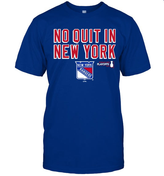 New York Rangers Fanatics 2022 Stanley Cup Playoffs Slogan Tee