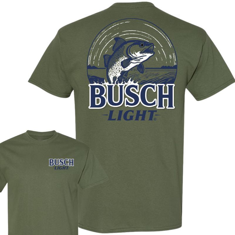 Busch Light T-Shirt, Busch Light, Beer Tee - Busch Light Wildlife 2-sided T-shirt, Casual Graphic Round Neck T-shirt for Summer, Fashion Top for Daily