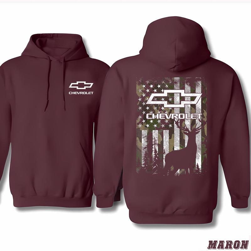 Buck Wear Chevy Camo Accent Flag Hoodie, Choose Your Color, Endless Style Possibilities, Suitable For Men And Women, Menswear Unisex, Classic Cotton