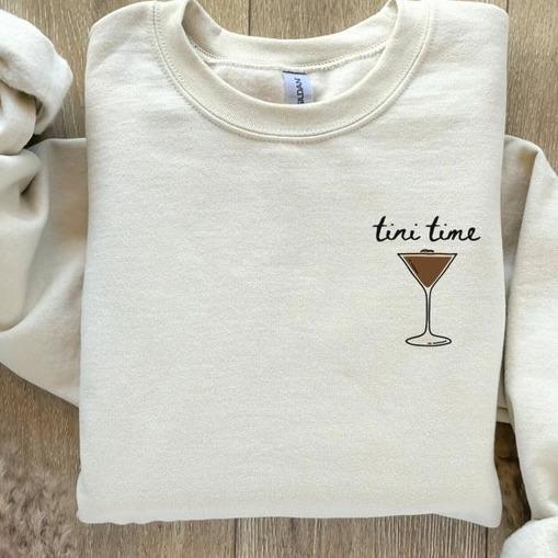 Espresso Martini Sweatshirt, Tini Time Shirt, Minimalist sweatshirt, Martini Lover Gift, Gift for Friend,  Cocktail Apparel, Espresso Martini, Girly G