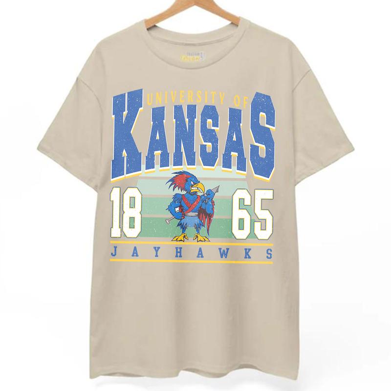 Kansas Jayhawks Vintage NCAA Sweatshirt, Unisex Jayhawks Football Shirt, Classic Sport Hoodie, Gifts for Football Fans, Cotton T-Shirt, Clothing